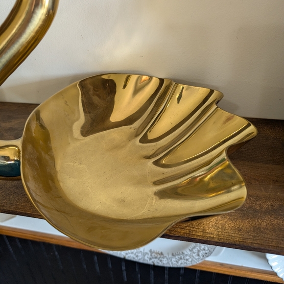 Very Large Brass Swan Bowl Duck Vintage Big Rare Mid Century Modern MCM Planter - Picture 2 of 11